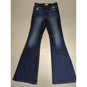 BKE Women's Parker High Rise Flare Jeans 28x35.5 Dark Wash